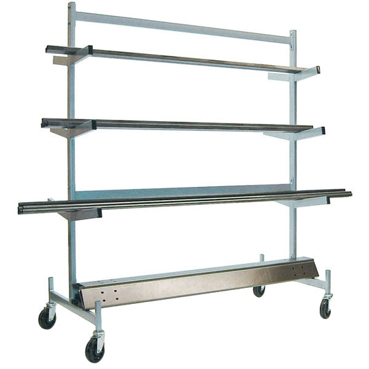 976 Raymond Products Pipe Rack w/ Angled Arms Full Swivel Casters (Brakes) | 1,200lbs Max Capacity